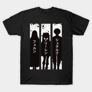 Frieren Party Members Black and White Silhouette with Fern Stark from Sousou no Frieren or Frieren Beyond Journeys End Anime SNF-173 T-Shirt